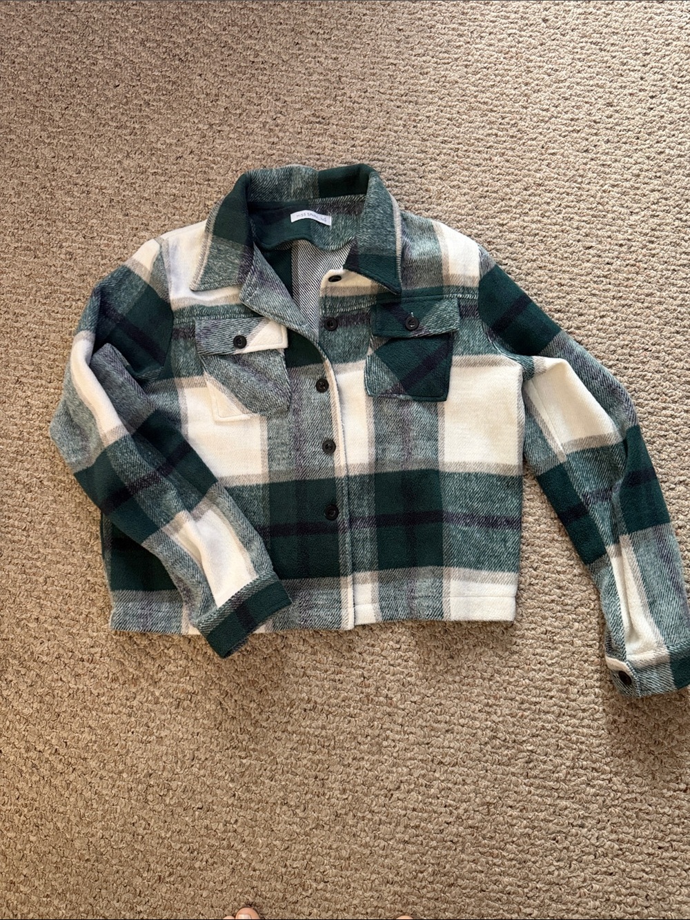 Plaid Shacket Jacket - Green & Cream
